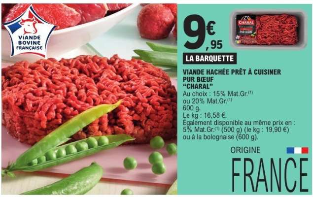 VIANDE HACHÉE PRÊT À CUISINER PUR BŒUF 'CHARAL'