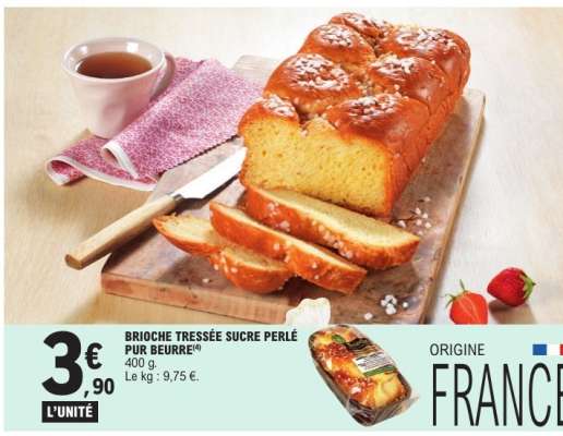 BRIOCHE TRESSÉE SUCRE PERLÉ PUR BEURRE