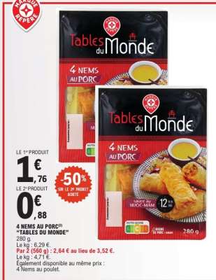 4 NEMS AU PORC "TABLES DU MONDE"