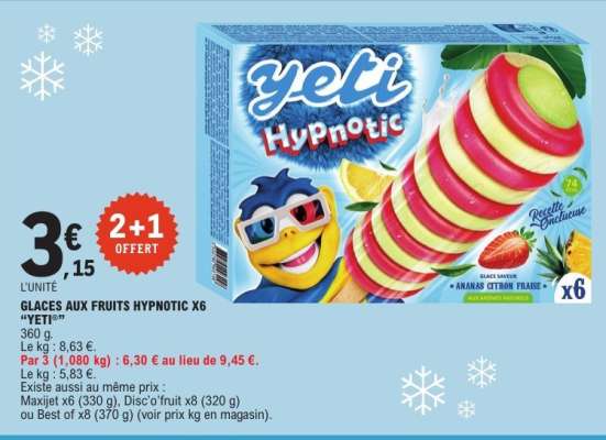 GLACES AUX FRUITS HYPNOTIC X6 'YETI'