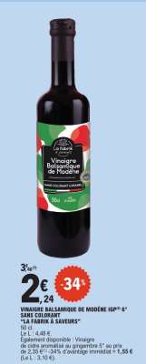 VINAIGRE BALSAMIQUE DE MODÈNE IGP 6° SANS COLORANT