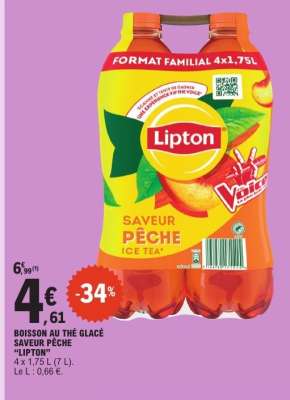 BOISSON AU THÉ GLACÉ SAVEUR PÊCHE “LIPTON”