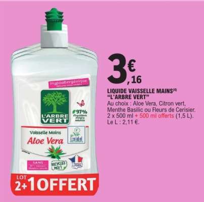 LIQUIDE VAISSELLE MAINS "L'ARBRE VERT"