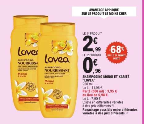 SHAMPOOING MONOÏ ET KARITÉ “LOVEA”
