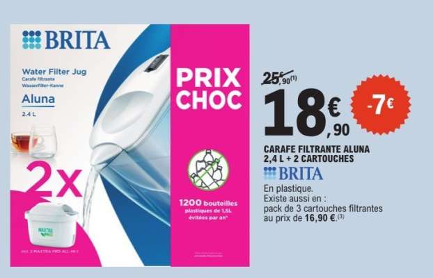 Carafe Filtrante Aluna 2,4 L + 2 Cartouches