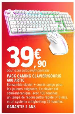 PACK GAMING CLAVIER/SOURIS 600 ARTIC