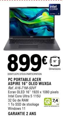 PC PORTABLE ACER ASPIRE 16” OLED WUXGA