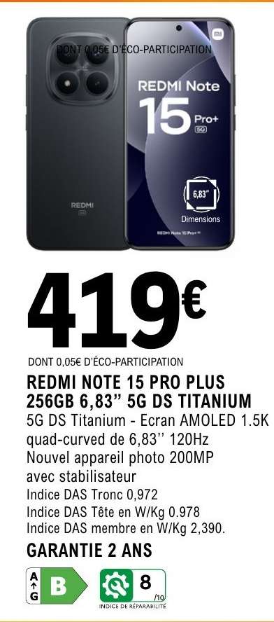 REDMI NOTE 15 PRO PLUS 256GB 6,83" 5G DS TITANIUM