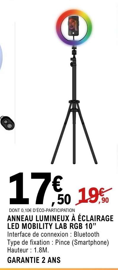 ANNEAU LUMINEUX À ÉCLAIRAGE LED MOBILITY LAB RGB 10”