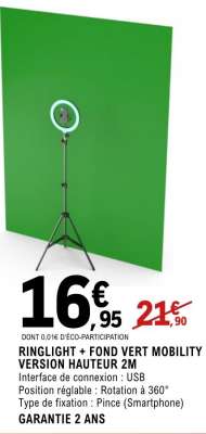 RINGLIGHT + FOND VERT MOBILITY VERSION HAUTEUR 2M