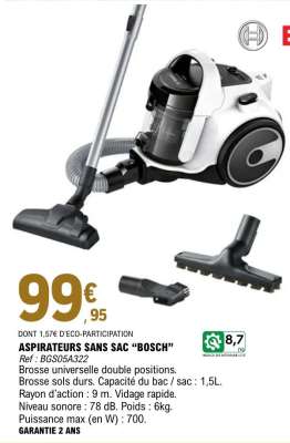ASPIRATEURS SANS SAC “BOSCH”