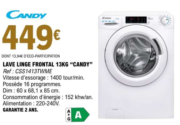 LAVE LINGE FRONTAL 13KG CANDY
