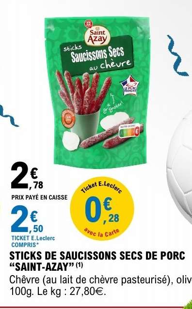 STICKS DE SAUCISSONS SECS DE PORC “SAINT-AZAY”