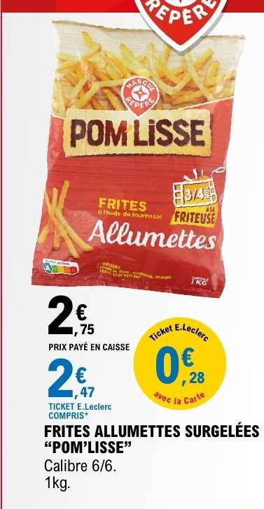 Frites Allumettes Surgelées 'Pom'Lisse'
