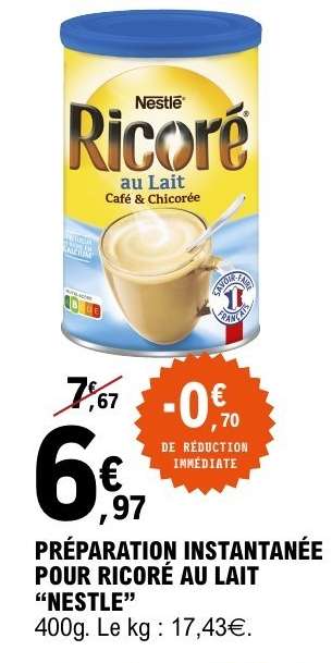 PRÉPARATION INSTANTANÉE POUR RICORÉ AU LAIT "NESTLE"