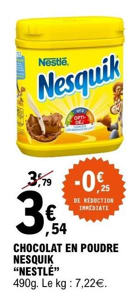 CHOCOLAT EN POUDRE NESQUIK “NESTLÉ”