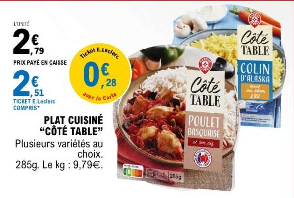PLAT CUISINE “CÔTÉ TABLE”