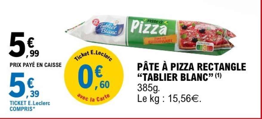 PÂTE À PIZZA RECTANGLE "TABLIER BLANC"