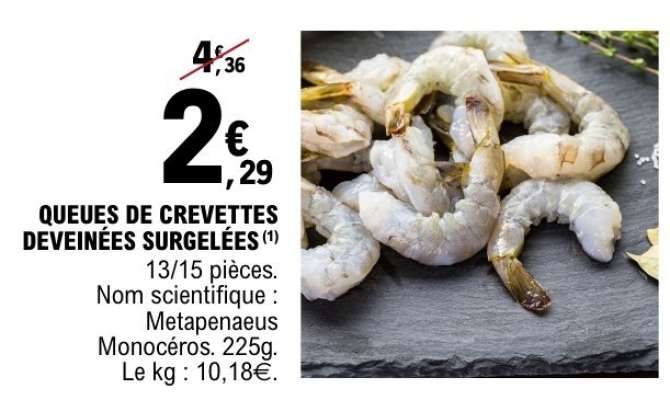 QUEUES DE CREVETTES DEVEINÉES SURGELÉES