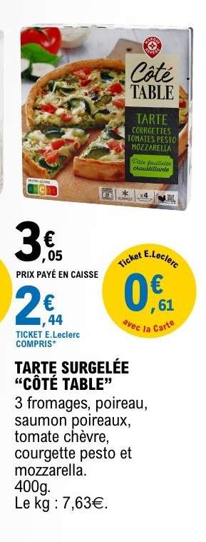 TARTE SURGELÉE “CÔTÉ TABLE”