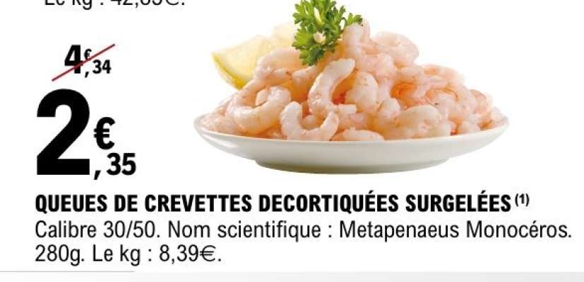 QUEUES DE CREVETTES DÉCORTIQUÉES SURGELÉES