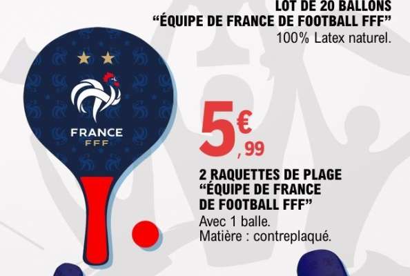 2 Raquettes de Plage 'Équipe de France de Football FFF'