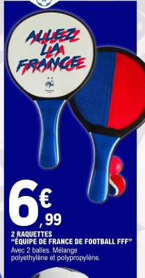 2 RAQUETTES "EQUIPE DE FRANCE DE FOOTBALL FFF"