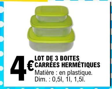 LOT DE 3 BOITES CARRÉES HERMETIQUES