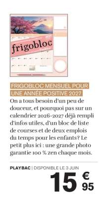 FRIGOBLOC MENSUEL POUR UNE ANNÉE POSITIVE 2027