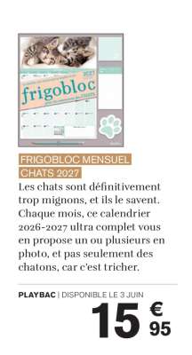FRIGOBLOC MENSUEL CHATS 2027