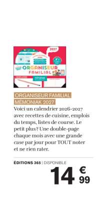 ORGANISEUR FAMILIAL MÉMONIAK 2027