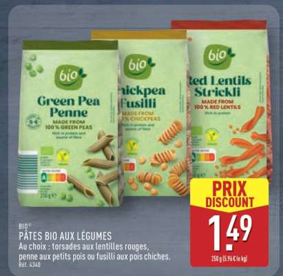 PÂTES BIO AUX LÉGUMES