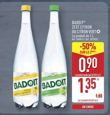 BADOIT Zest Citron ou Citron Vert