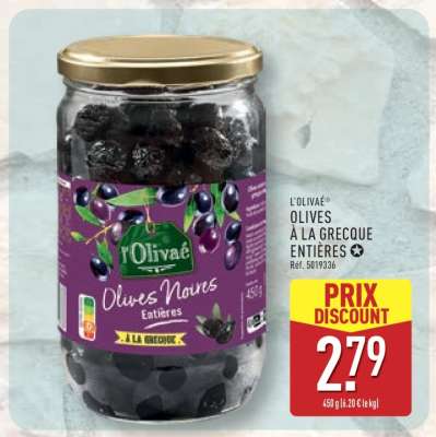 L'OLIVAÉ OLIVES À LA GRECQUE ENTIÈRES