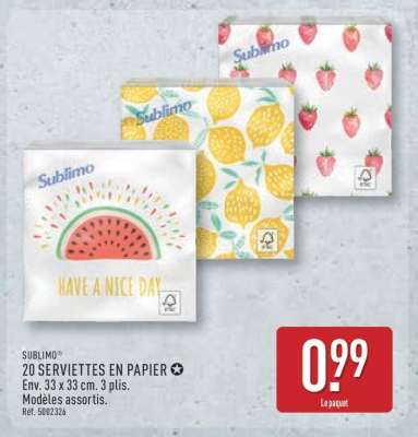 Sublimo 20 Serviettes en Papier