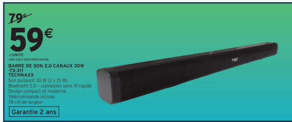 BARRE DE SON 2.0 CANAUX 30W TX-311