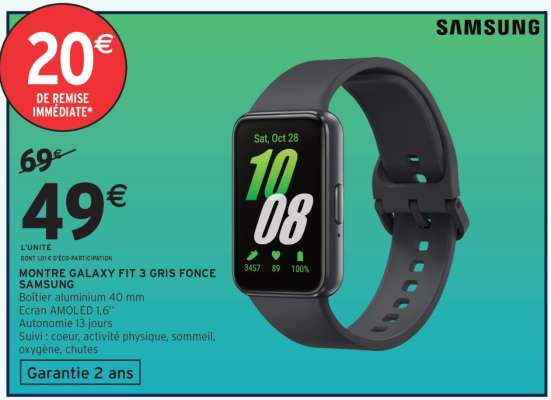 MONTRE GALAXY FIT 3 GRIS FONCE SAMSUNG