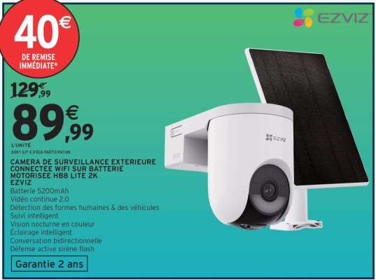CAMERA DE SURVEILLANCE EXTERIEURE CONNECTEE WIFI SUR BATTERIE MOTORISEE H8B LITE 2K EZVIZ