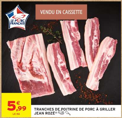 Tranches de Poitrine de Porc à Griller Jean Rozé