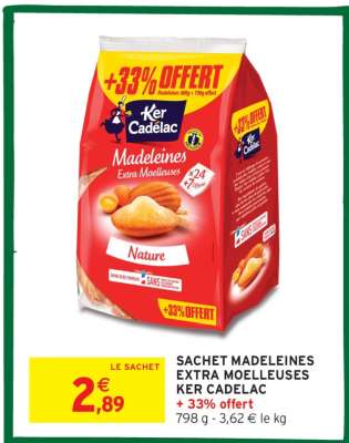 Sachet Madeleines Extra Moelleuses Ker Cadelac