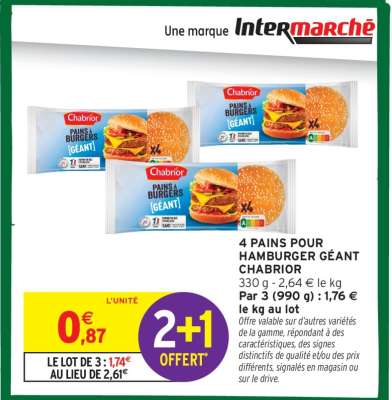 4 Pains pour Hamburger Géant Chabrior