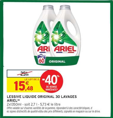 Lessive Liquide Original 30 Lavages Ariel