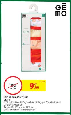 LOT DE 5 SLIPS FILLE