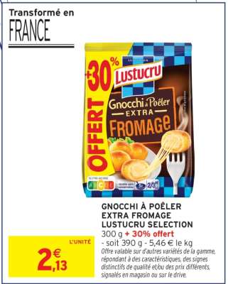 Gnocchi à Poêler Extra Fromage Lustucru Sélection