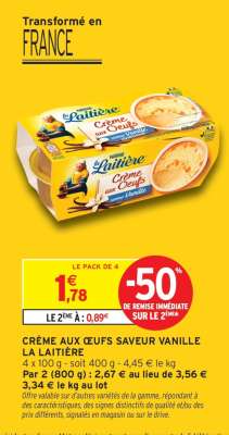 CRÈME AUX ŒUFS SAVEUR VANILLE LA LAITIÈRE
