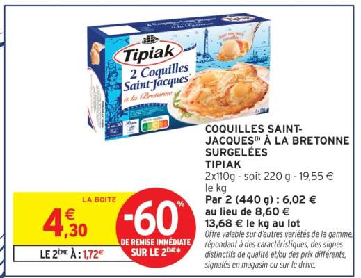 Coquilles Saint-Jacques À La Bretonne Surgelées Tipiak