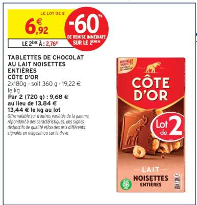 Côte d'Or Lait Noisettes Entières