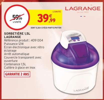Sorbetière 1,5L Lagrange