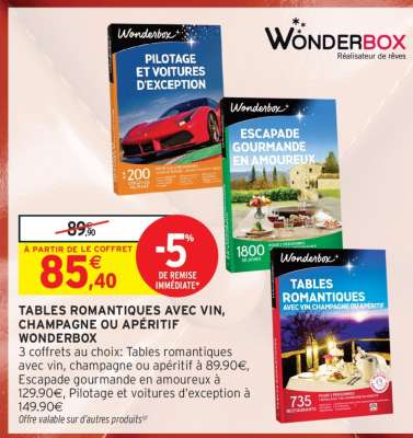 Tables romantiques avec vin, champagne ou apéritif Wonderbox
