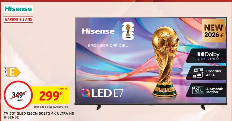 TV 50" QLED 126CM 50E70 4K ULTRA HD HISENSE